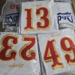 49ERS FOOTBALL JERSEY FEW PLAYERS LEFT $50. CASH PLEASE!!
