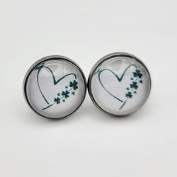 Shamrock Heart Stud Earrings 