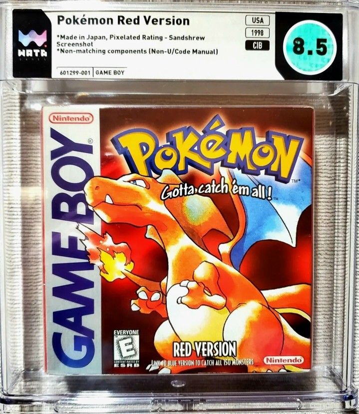 WATA 8.5 POKEMON RED CIB Sandshrew Print Box Nintendo GameBoy 9.4 Cart - POP 10