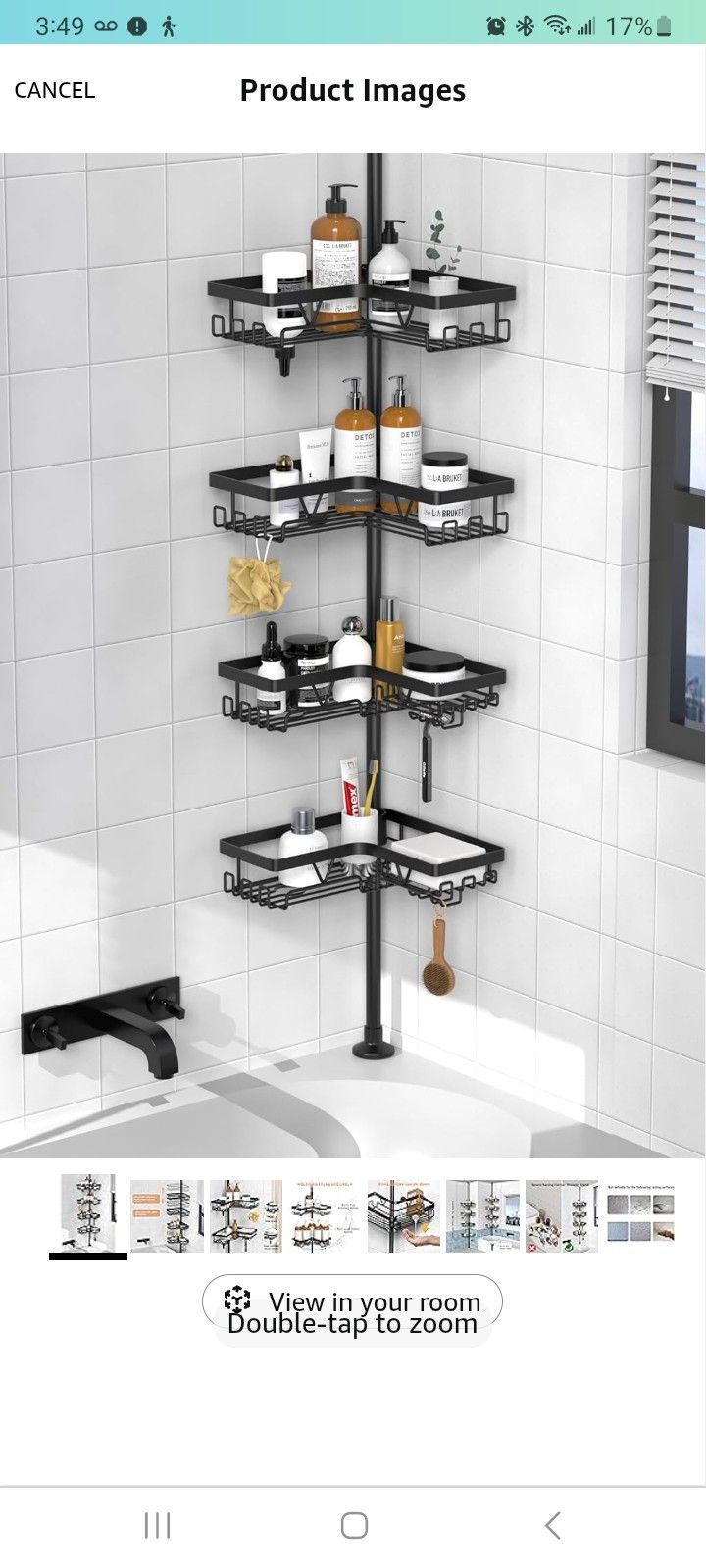KEGII Corner Shower Caddy Shower Tension Rod Organizer 25-114.2 inch Black
Tension Pole, Floor to Ceiling Shower Caddy, Towel Rack Corner, Waterproof