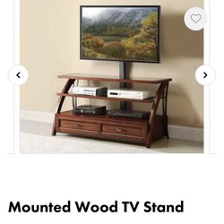 Mounted Wood tv Stand With TV (no Smokers or Pets)