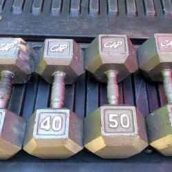 PAIRS OF CAP DUMBBELLS  :  40s  = SOLD   &  50s  = $110