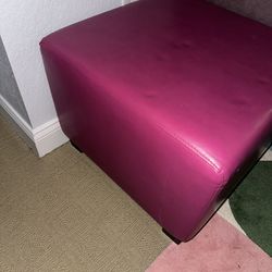 $99 For Two (2) Pink Leather Ottomans 