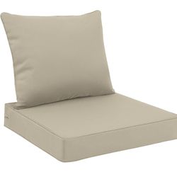 Outdoor Seat Cushion  Waterproof & Fade Resistant Patio Furniture Cushions with Removable Cover Deep Seat & Back Cushion