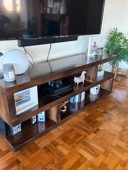 Wood TV console and coffee table mid century