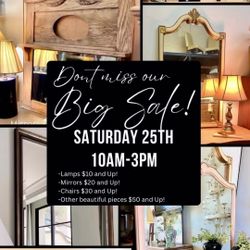 BIG SALE!!! SATURDAY 25TH Lamps, mirrors, Chairs…and More!