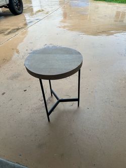 Villa Park Round Wooden Side Table with Black Metal Frame Brown Threshold™ designed with Studio McGee Fully Assembled