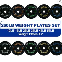 Gym Weights Plates Set Of 260 lb 
