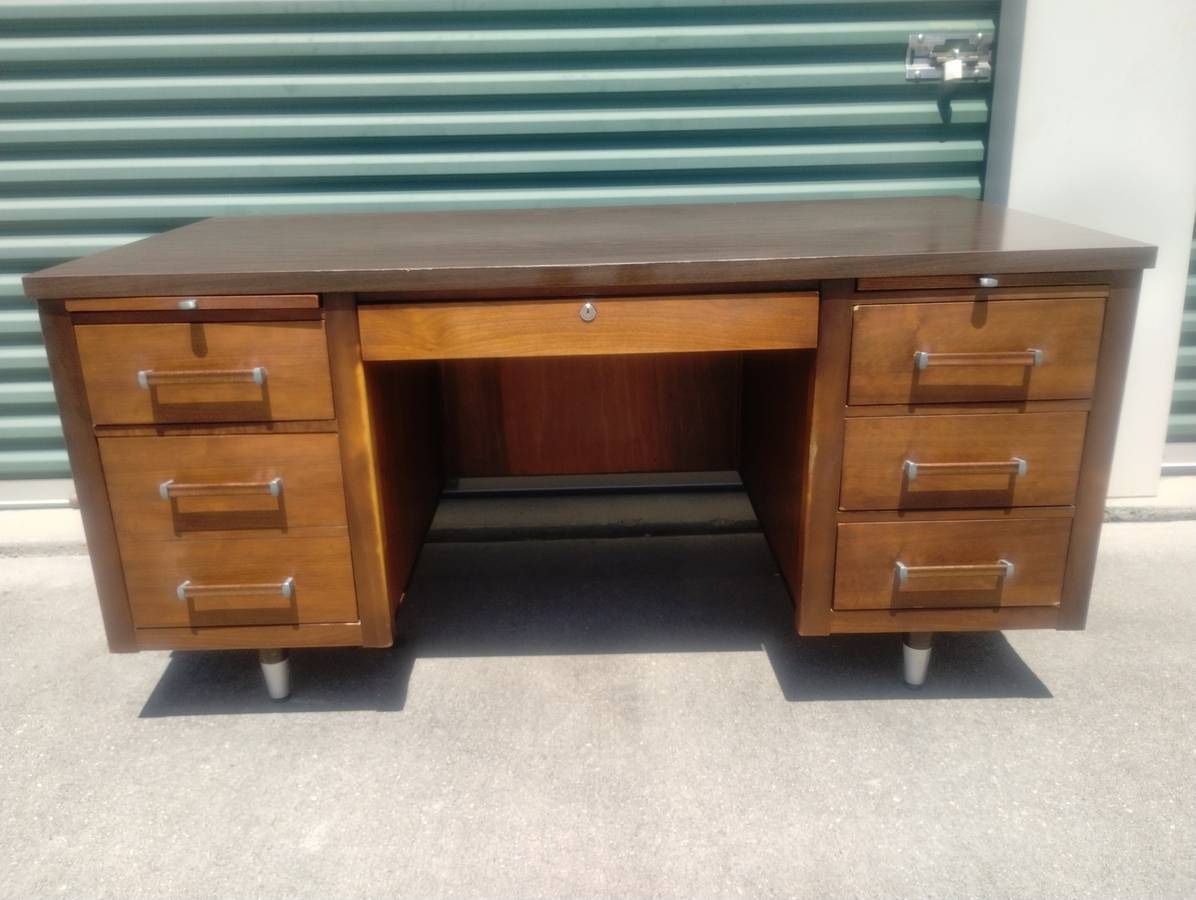 Vintage 1970's Mid Century Modern "Tanker" Desk - Made in NC!