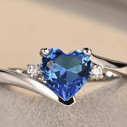 Lab Created Cubic Zirconia Blue Diamond Wedding Ring Size 6, 7, 8, Or 9 Available 