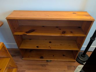 Vintage Mid-Century 3-Tier Pine Bookshelf with Hardware