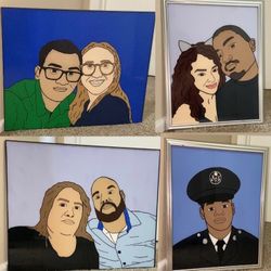 Glass Paintings Family, Friends, Pets, Anime & Cartoon Portraits Available LOCATED IN COVINA