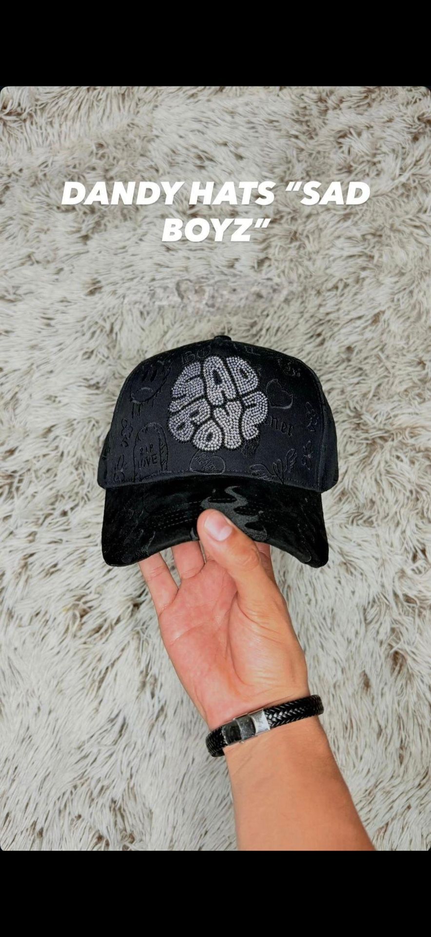 DANDY HATS “SAD BOYZ” – Rhinestone Black Snapback / Streetwear Essential