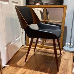 Two Wayfair (2) Walnut And Black Chairs 