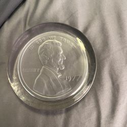 Abraham Lincoln Penny Glass Paperweight
