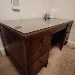 Vintage Glass Top Desk 