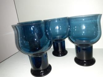 4 unique dark blue glasses