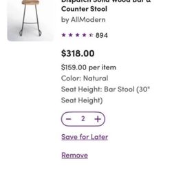 Modern Bar Stools - Set Of 2