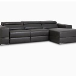 Dante Gray Leather Right Chaise Power Reclining Sectional