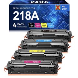 InkNI 218A Toner Cartridges 4 Pack (No Chip) Replacement for HP 218A W2180A for HP 218X for HP Color LaserJet Pro MFP 3301FDW 3201DW 3301SDW 3301CDW P