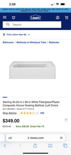 Sterling By Koehler Bath Tub
