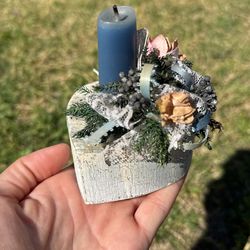 Heart Shaped Candle With Flower Decor