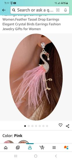 Flamingo Dangle Earrings for Women.Feather Tassel Drop Earrings Elegant Crystal Birds Earrings Fashion Jewelry Gifts for Women

