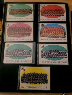 1959 Topps football Team Card Checklists 7 card lot