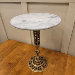 Vintage Brass and Marble End Table/Plant Stand