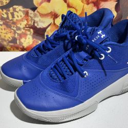 Under Armour YMUV Mens Blue Leather Mesh Lightweight Basketball Shoes Size M7 W8.5