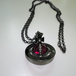 Vivienne Westwood orb necklace, burgundy red gemstones pendant