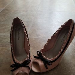 Pink and black heels