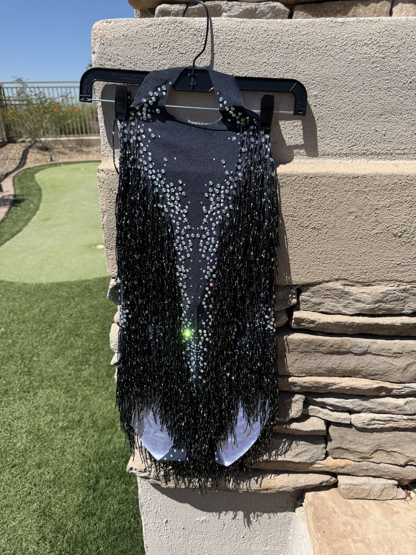 Sparkly Fringe Bodysuit Women Sexy Dancer Leotard Celebrate women size, small medium Material: 8% polyester and 92% spandex.high stretch,High quality