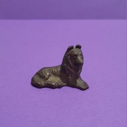 Vintage Miniature Solid Brass Collie Dog Figurine Statue 1.25" Tall. 
