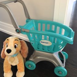 CART AND PLUSHY DOG