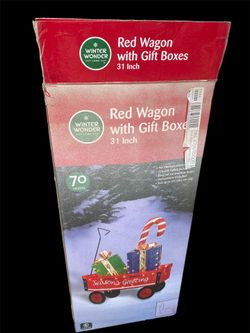Christmas Red Wagon With Gift Boxes 