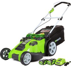 Greenworks 40V 20" Dual Blade Cordless (Push) Lawn Mower (75+ Compatible Tools), 4.0Ah + 2.0Ah Battery and Charger Included

