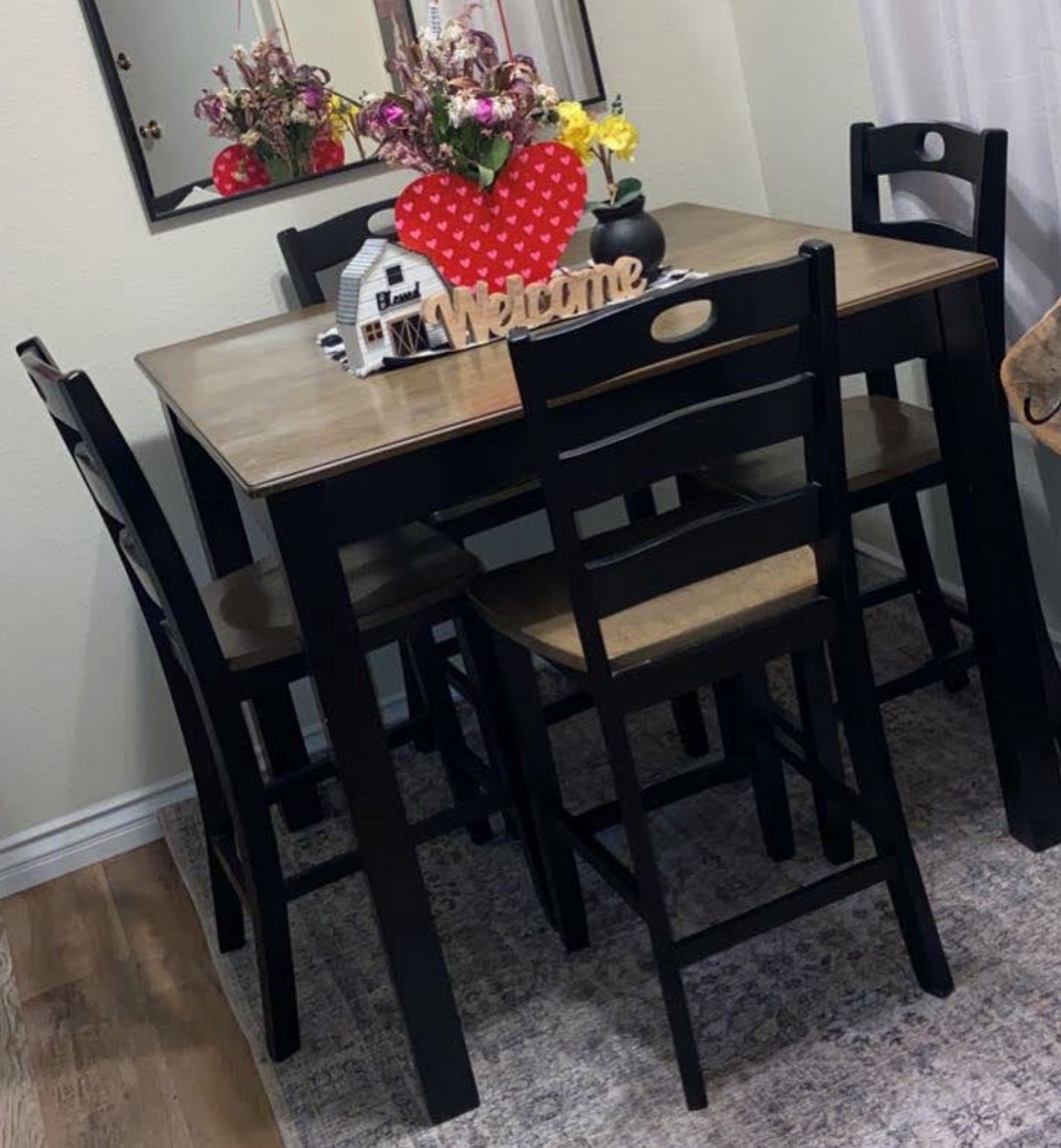 High Dining Table And 4 Bar Chairs