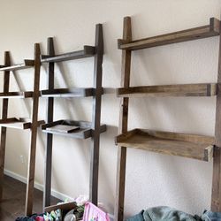 Wooden ladder book shelf or bathroom shelf