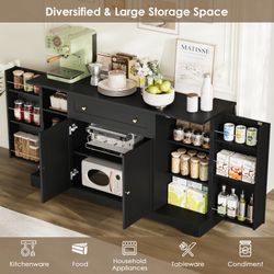 54'' Wide Sideboard with Pantry Doors, Adjustable Shelves and Large Drawer