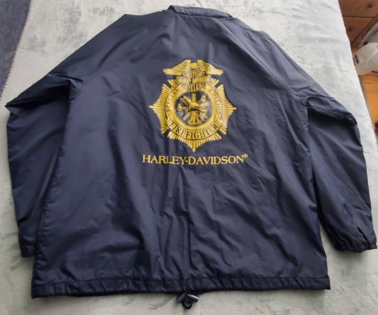 Vintage Very Rare Special Edition Firefighter Harley Davidson Windbreaker XL