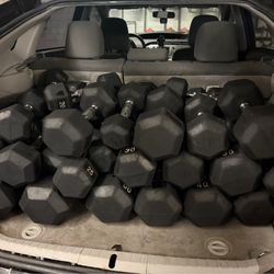 Hex Rubber Dumbbells 12lbs - 65lbs  .75 Cents Per Pound