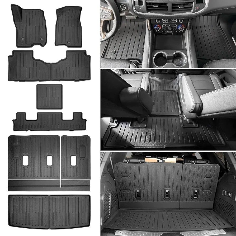 Cargo Mat Fit for 2022-2025 Chevy Tahoe/GMC Yukon Cargo Liner Floor Mat TPE Seat Back Cover Floor Liner for 2024 GMC Yukon/Chevrolet Tahoe Accessories