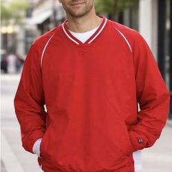 Champion Men's Scout II V- Neck Pullover Windbreaker Jacket Red Size XL