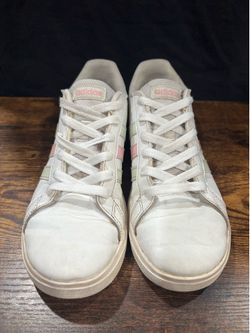 Adidas white and pink shoes