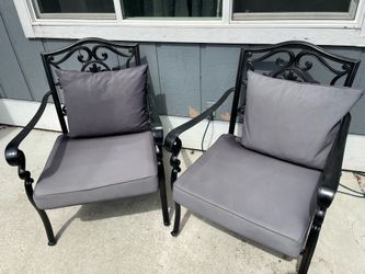 Black metal patio chairs