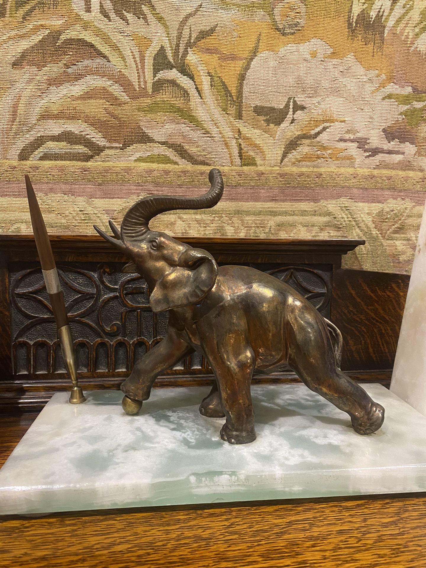 Antique Late 19th Century Pen Holder With Figural Elephant