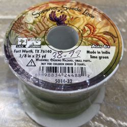 TEJAS Superior Suede Lace Medium Lime Green Spool 1/8 in x 25 Yards #5014-32