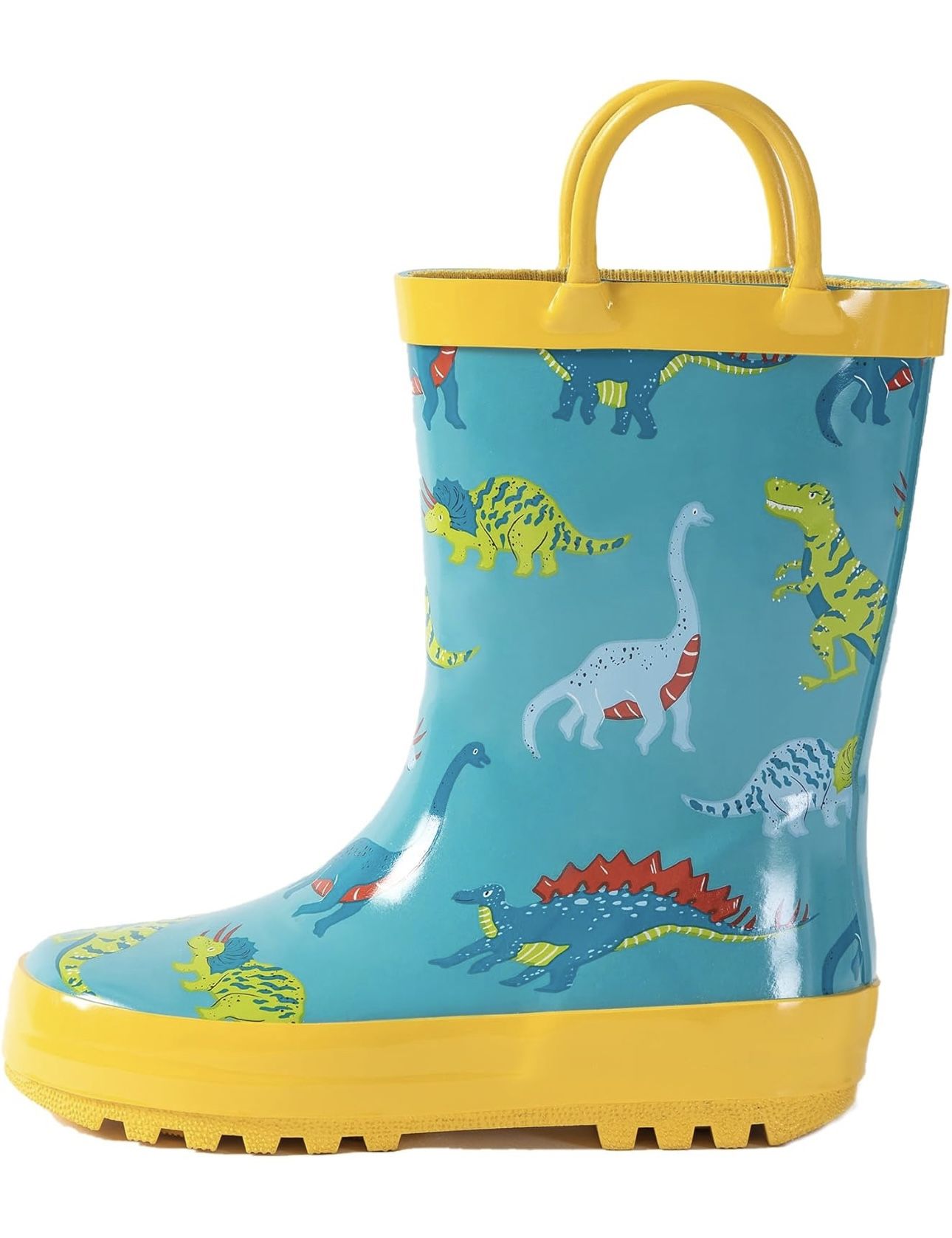 kids Rain Boots, Toddler Rain Boots Waterproof Rubber Kids Rain Boots for Girls and Boys with Fun Patterns and Easy-On Handles