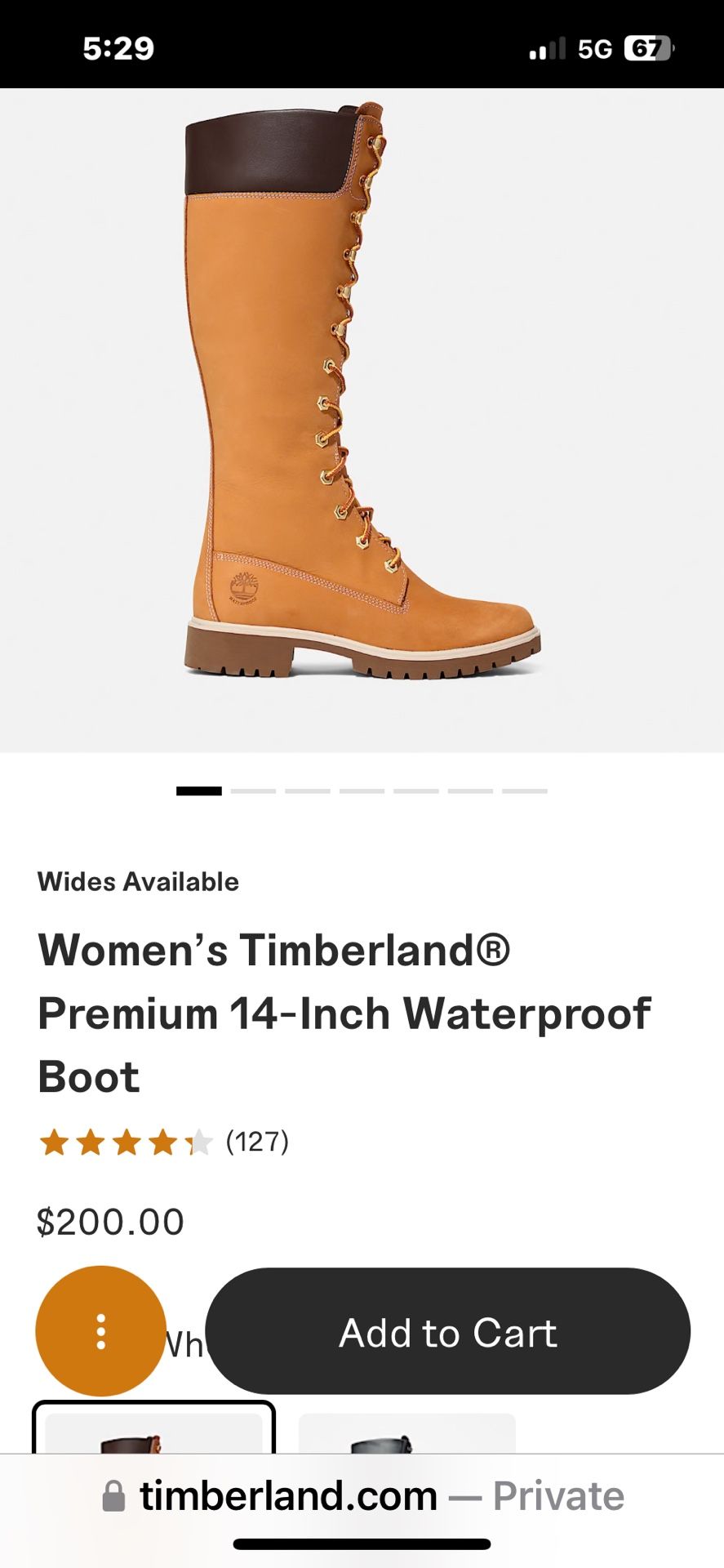 Woman’s Timberland 14” Boots Size 10.